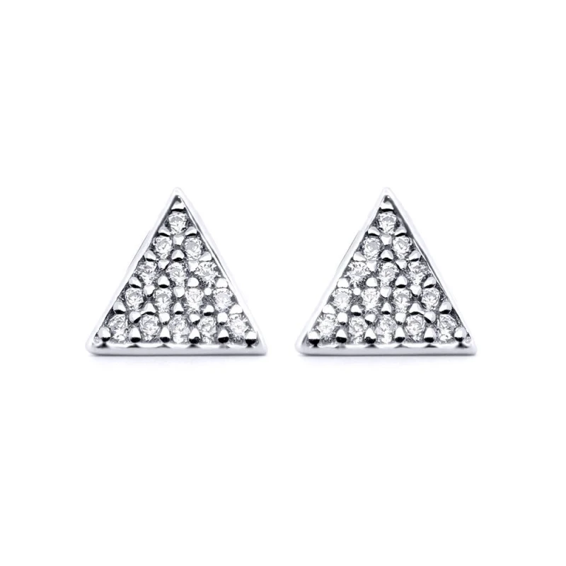 Image of Jewelco London Silver Round CZ Racked Snooker Balls Triangles Stud Earrings - AES177 Silver female