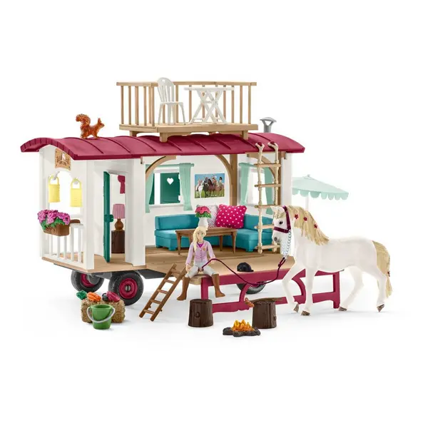 Image of Schleich Horse Club Caravan For Secret Club Meetings Toy Playset, 5 To 12 Years, Multi-Colour (42593)