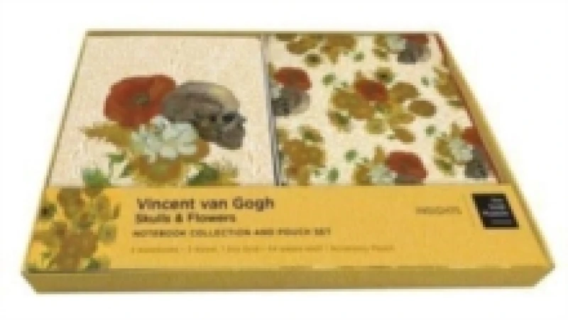 Image of Van Gogh Skulls and Flowers Sewn Notebook Collection and Pouch Set Kit
