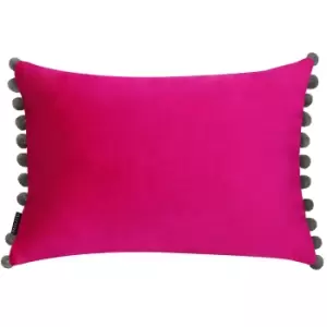 Image of Fiesta Velvet Cushion Magenta/Grey, Magenta/Grey / 35 x 50cm / Polyester Filled