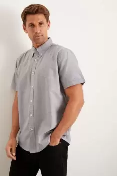Image of Charcoal Short Sleeve Plus And Tall Oxford Shirt