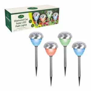 Image of Gardenkraft 4-pack Of Colour Change Solar Stake Lights - Stainless Steel