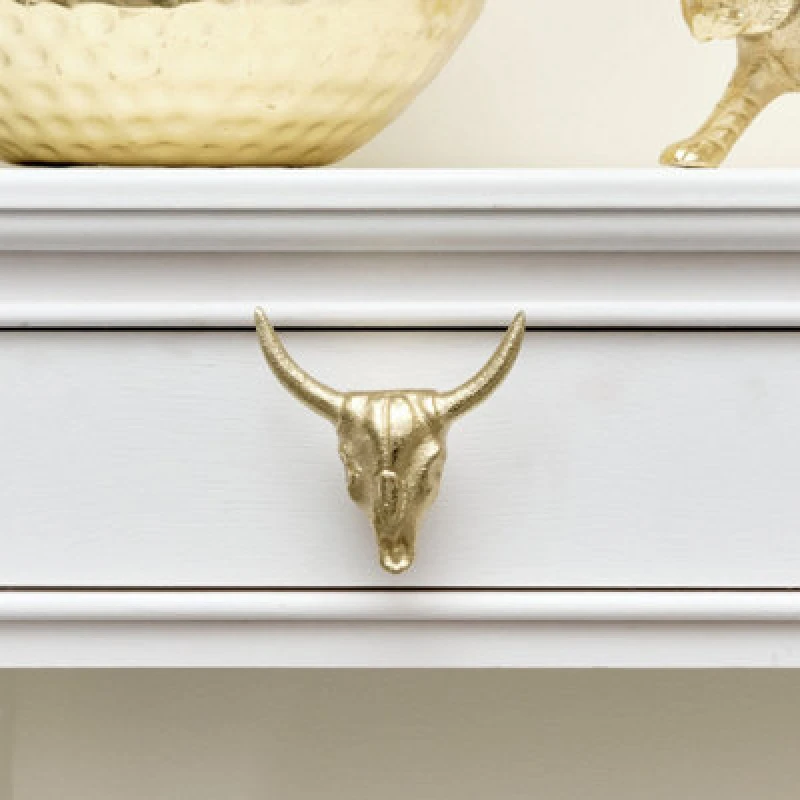 Image of Melody Maison Gold Buffalo Skull Drawer Knob Metallic Gold