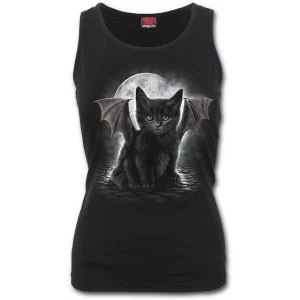Image of Bat Cat Womens Medium Razor Back Top - Black