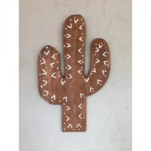Image of Cactus Walnut Decorative Wooden Wall Accessory