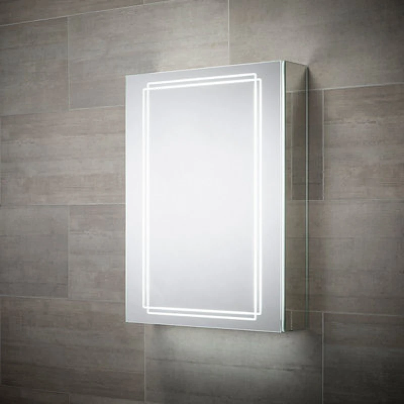 Image of Sensio Harlow Wall-Mounted Illuminated Mirrored Bathroom Cabinet With Shaver Socket (W)500mm (H)700mm
