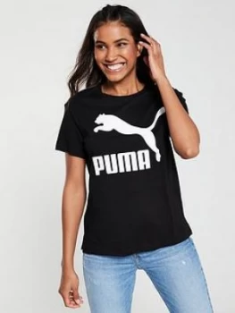 Image of Puma Classics Logo Tee, Black, Size XS, Women