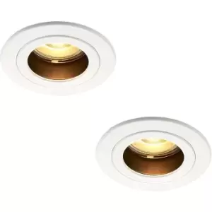 Image of 2 PACK Anti-Glare Recessed Ceiling Downlight - 50W GU10 Reflector - Matt White