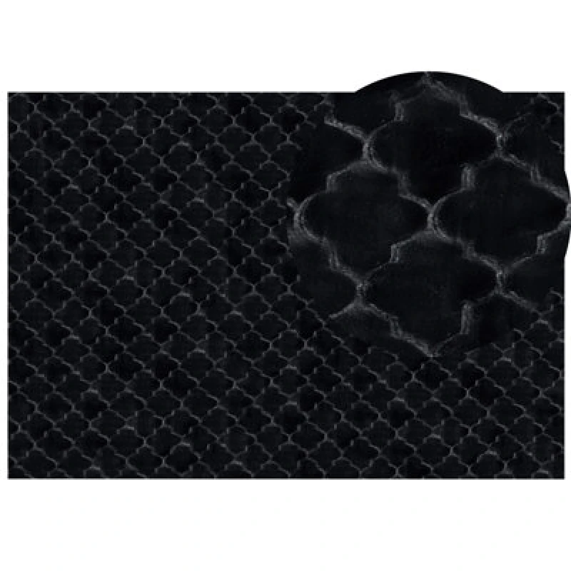 Image of Beliani Faux Fur Rug Gharo Black 160 X 230 Cm