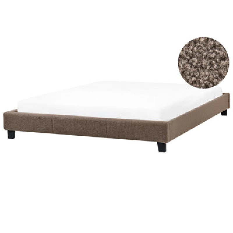 Image of Beliani Bed Without Headboard Boucle Roanne 180 X 200 Cm (Eu Super King) Taupe