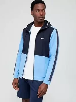 Image of BOSS Boss Saggy 1 Colour Block Zip Thru Hoodie, Bright Blue, Size S, Men