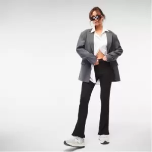 Image of Missguided Petite Rib Flared Trousers - Black