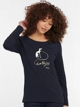 Image of Barbour Barbour Homeswood Walkies Long Sleeve Jersey Top - Navy, Size 12, Women