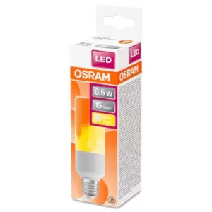 Image of Osram 0.5W Frosted Flame Flicker Decorative E27 Stick LED Bulb - Multi Coloured