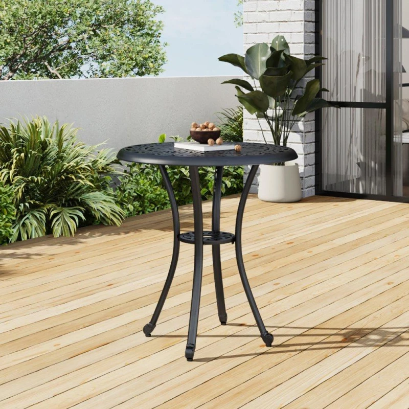 Image of Breeins Cast Aluminium Garden Table with Umbrella Hole - Black L