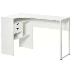 Image of Homcom L Shaped Corner Computer Desk Table With Storage Shelf White