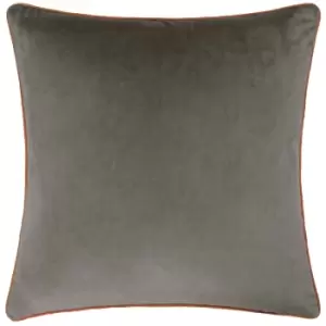 Image of Meridian Velvet Cushion Mocha/Pumpkin, Mocha/Pumpkin / 55 x 55cm / Polyester Filled