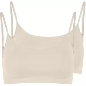 Image of Pieces Rib Seamless 2-Pack Bra Top - Beige