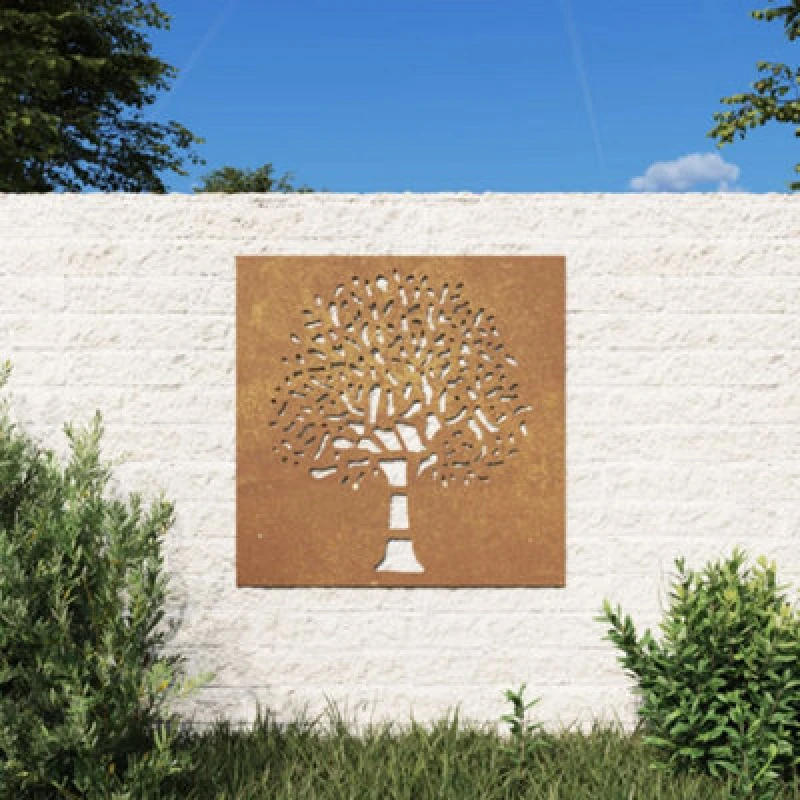 Image of Vidaxl Garden Wall Decoration 55X55cm Corten Steel Tree Design