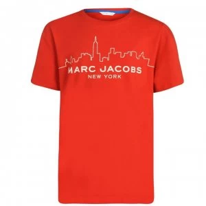 Image of Marc Jacobs Junior Boys Skyline Logo T Shirt - Red 997