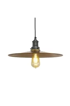 Image of Brooklyn Flat Pendant, 15 Inch, Brass, Pewter Holder