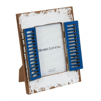 Image of 4" x 6" - Distressed Blue Window Shutters Photo Frame