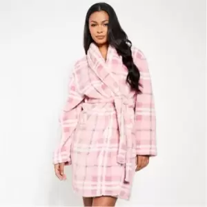Image of I Saw It First Tartan Dressing Gown - Pink