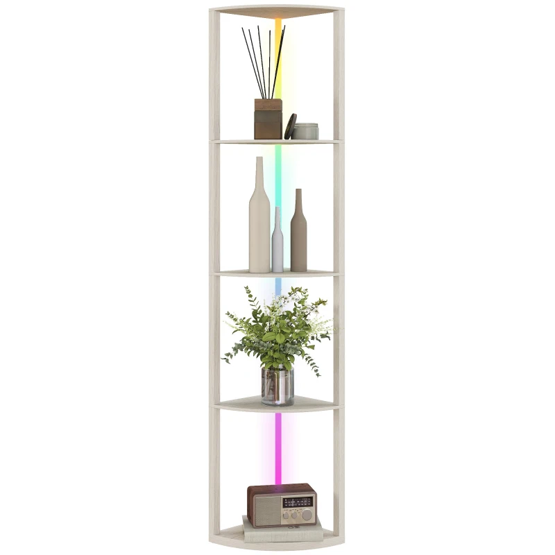 Image of HOMCOM HOMCOM Modern Floor Lamp with 5-Tier Shelves and RGB Light for Bedroom Office in Dark Brown Dark Brown One Size Unisex 5063603866744