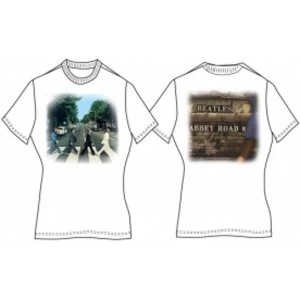Image of Abbey Road Ladies White Vintage Print TShirt: Medium