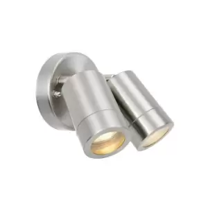 Image of Netlighting Palin 2 Light Outdoor Spotlight Brushed Stainless Steel, Glass IP44,