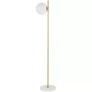Image of Coral Floor Lamp White Opal Glass Brass Gold, Marble LED E27 - Merano