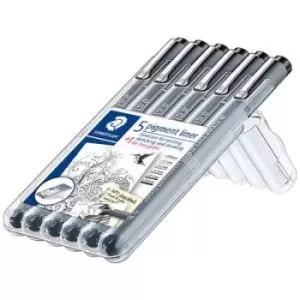 Image of Staedtler 308 SB6P PIGMENT-LINER, 6 LINIENBREITEN,SCHWARZ Fineliner Black 0.05 mm, 0.1 mm, 0.2 mm, 0.3 mm, 0.5 mm, 0.8mm 6 pc(s)