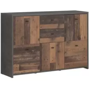 Image of Forte Industrial 5 Door 2 Drawer Storage Cabinet - Brown & Grey - Brown