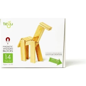 Image of 14 Piece Tegu Magnetic Wooden Block Set Natural