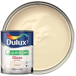 Image of Dulux Quick Dry Buttermilk Gloss High Sheen Paint 750ml