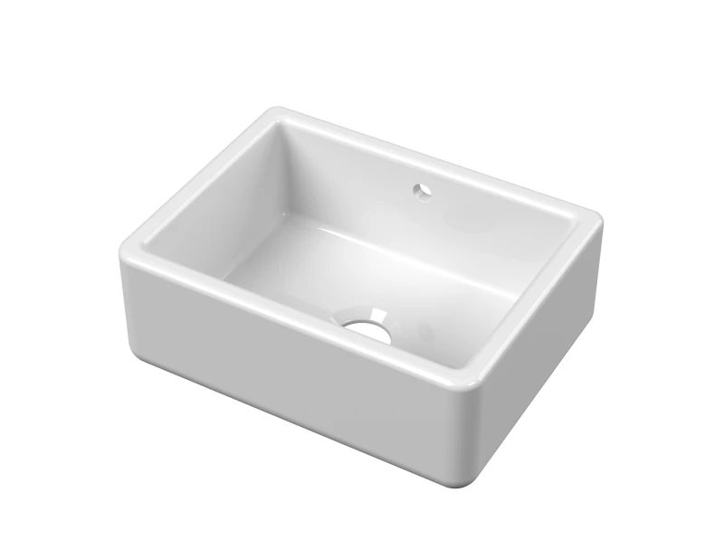 Image of Balterley Fireclay Single Bowl Kitchen Sink 36mm Thick Sides Overflow 595mm White