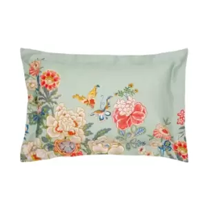 Image of Sanderson Emperor Peony Oxford Pillowcase, Jade & Apricot