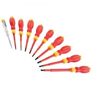 Image of Stanley FatMax VDE Insulated Screwdriver SL/PH/PZ/Tester 10 Piece Set