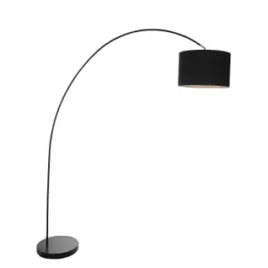Image of Solvac Arc Floor Lamp Black Matt, Linen Fabric