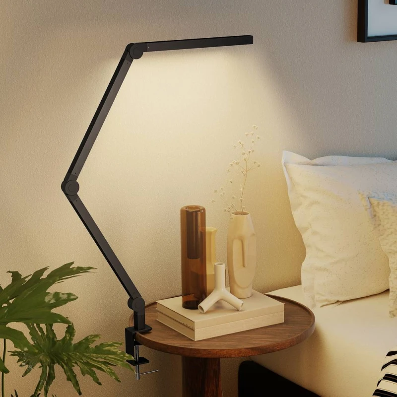 Image of HOMCOM Desk Lamp with Adjustable Swing Arm, Dimmable LED Desk Light in Black Unisex