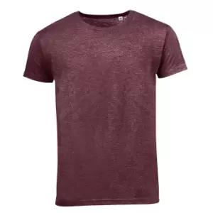 Image of SOLS Mens Mixed Short Sleeve T-Shirt (M) (Heather Burgundy)