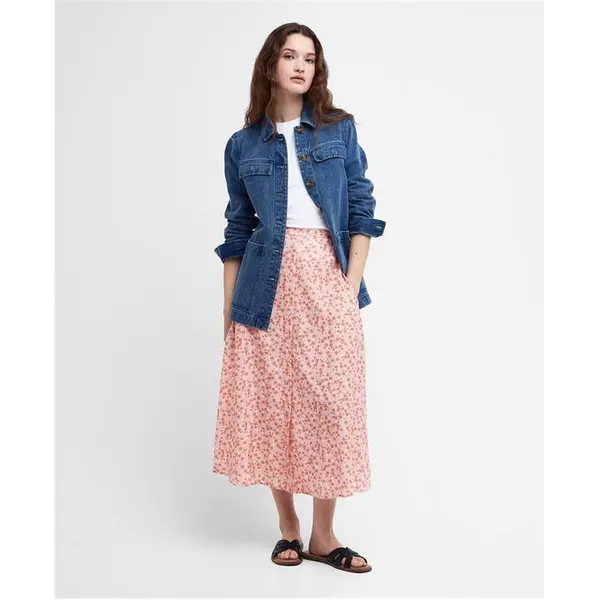 Image of Barbour Sandgate Floral Midi Skirt - Orange 16