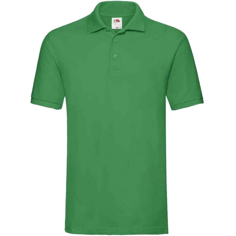 Image of Fruit Of The Loom Fruit of the Loom Men Premium Cotton Pique Polo Shirt in Green Size: Small Green S Male 5063527579072