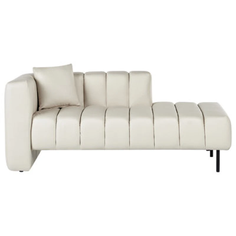 Image of Beliani Left-Hand Chaise Lounge Lannils Faux Leather Off-White