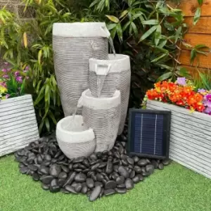 Image of Tranquility Water Features - 4 Circular Pouring Pots Solar Powered Water Feature