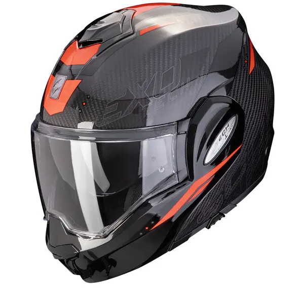 Image of Scorpion Exo-Tech Evo Carbon Rover Black Red Modular Helmet S