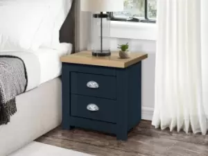 Image of Birlea Highgate Navy and Oak Effect 2 Drawer Bedside Flat Packed
