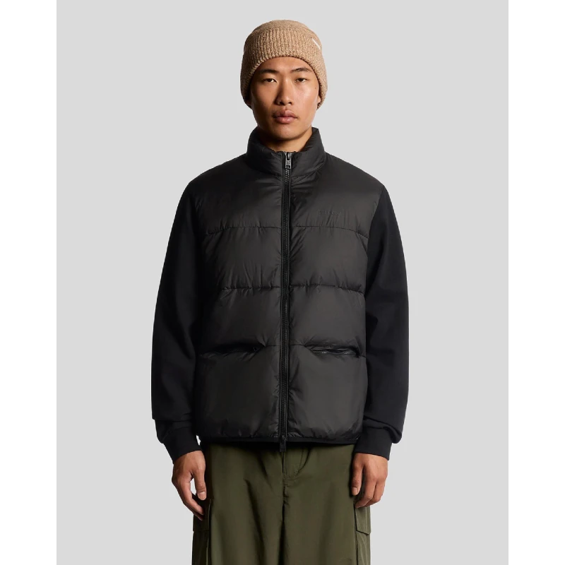 Image of Lyle and Scott Funnel Neck Hybrid Zip Through Jumper Black male S