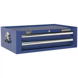 Image of 670 x 440 x 210mm blue 2 Drawer mid-box Tool Chest Lockable Storage Unit Cabinet