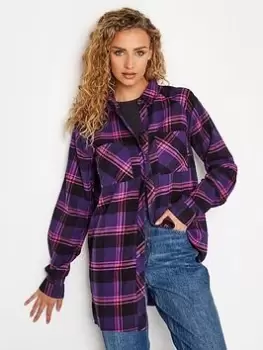 Image of Long Tall Sally Purple Check Raglan Shirt, Purple, Size 12, Women